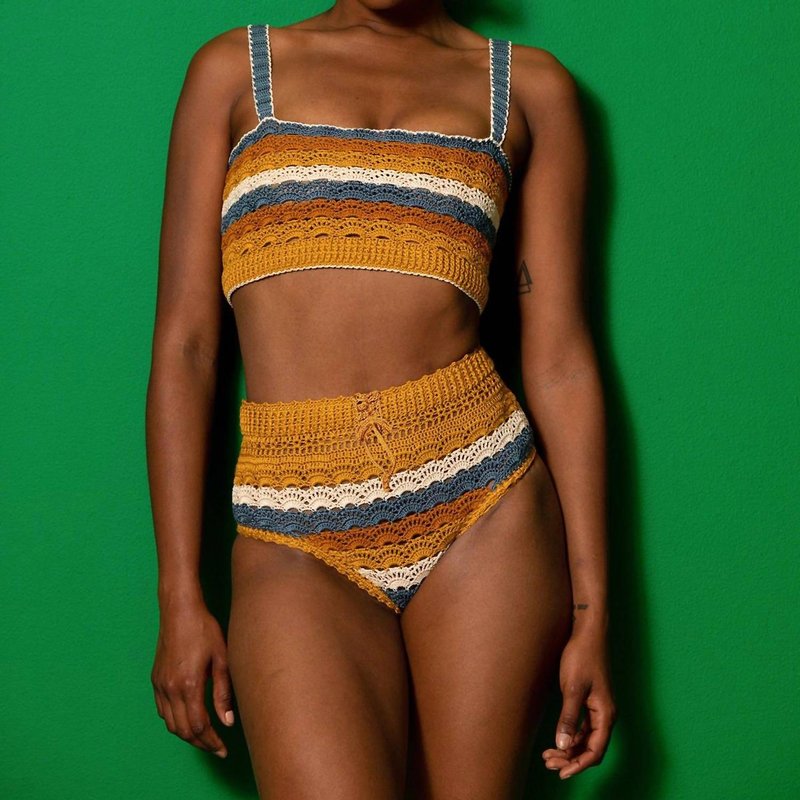 Shop Carolina K Crochet Bikini Set In Yellow