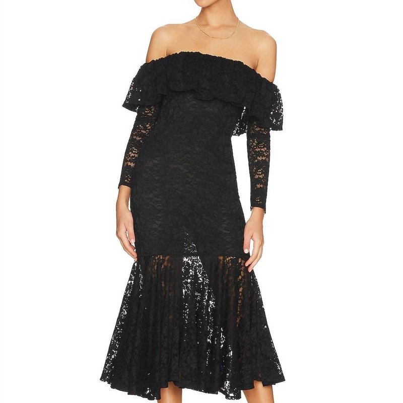 Shop Caroline Constas Alessia Midi Dress In Black