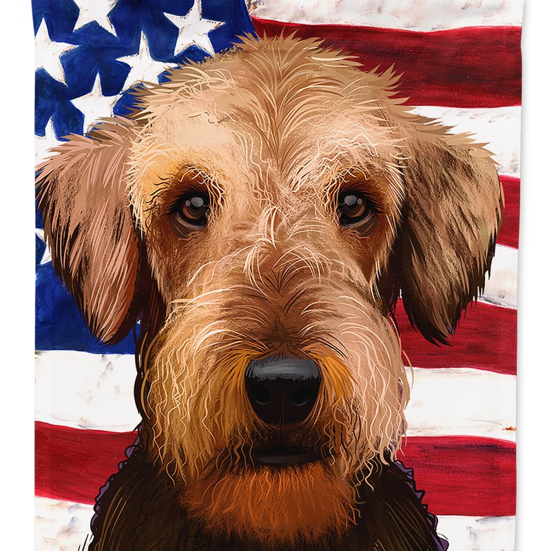 Caroline's Treasures 11 X 15 1/2 In. Polyester Airedale Terrier American Flag Garden Flag 2-sided 2-ply