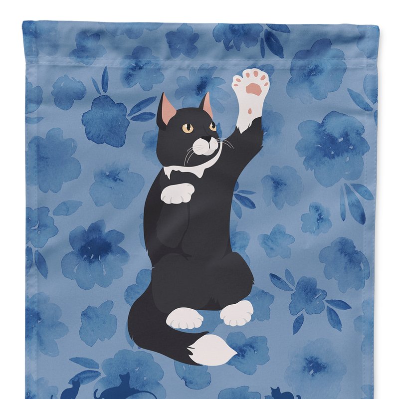 Caroline's Treasures 11 X 15 1/2 In. Polyester American Polydactyl Cat Welcome Garden Flag 2-sided 2-ply In Blue