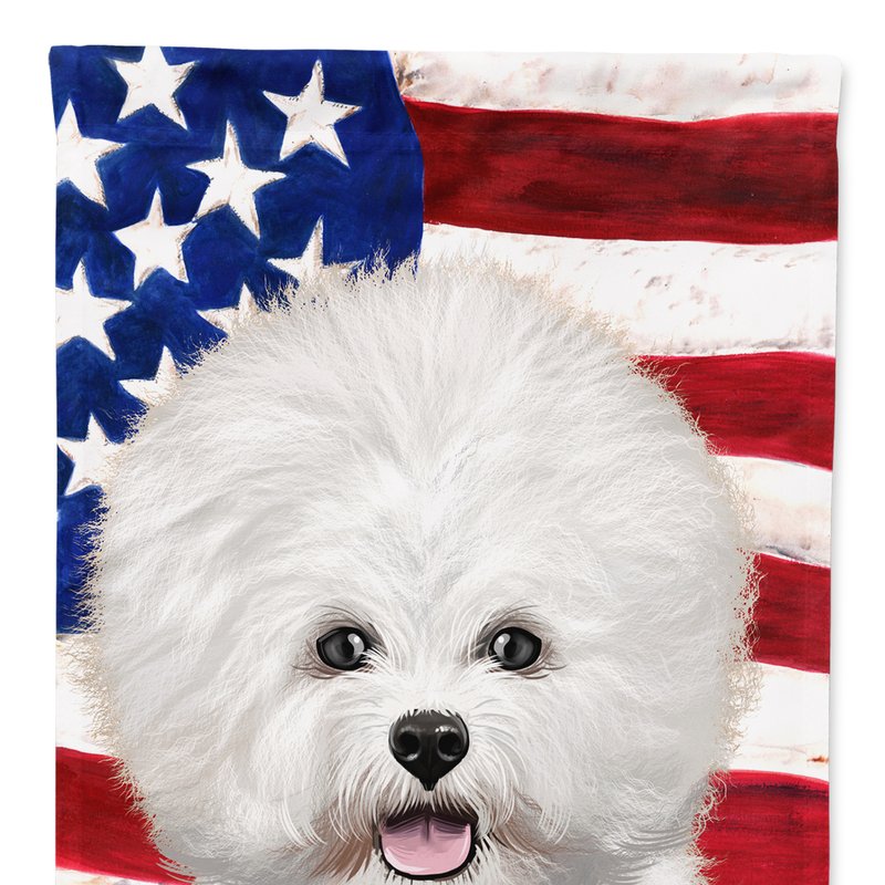Caroline's Treasures 11 X 15 1/2 In. Polyester Bichon Frise American Flag Garden Flag 2-sided 2-ply