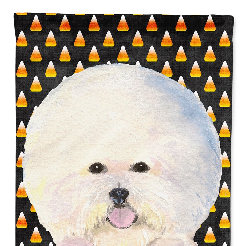 Caroline's Treasures 11 X 15 1/2 In. Polyester Bichon Frise Candy Corn Halloween Portrait Garden Flag 2-sided 2-ply In Black