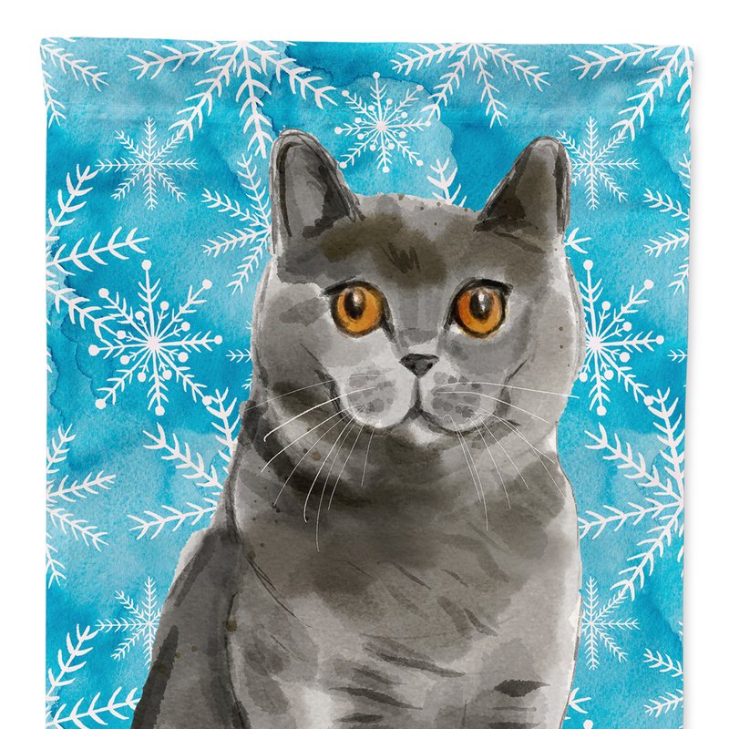 Caroline's Treasures 11 X 15 1/2 In. Polyester British Shorthair Winter Snowflakes Garden Flag 2-sided 2-ply