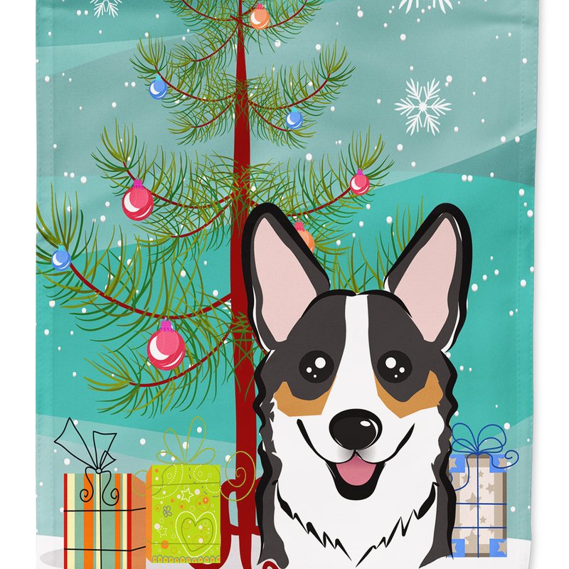 Caroline's Treasures 11 X 15 1/2 In. Polyester Christmas Tree And Tricolor Corgi Garden Flag 2-sided 2-ply