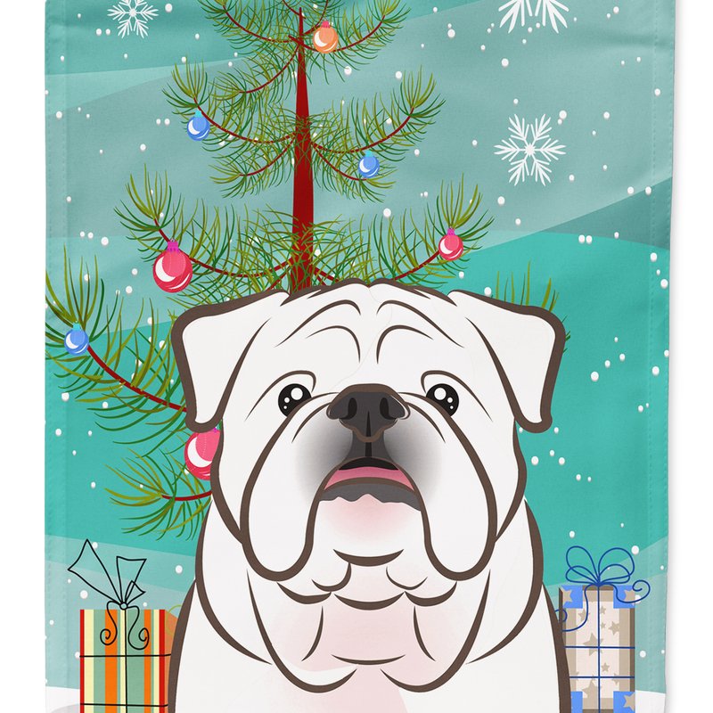 Caroline's Treasures 11 X 15 1/2 In. Polyester Christmas Tree And White English Bulldog Garden Flag 2-sided 2-ply