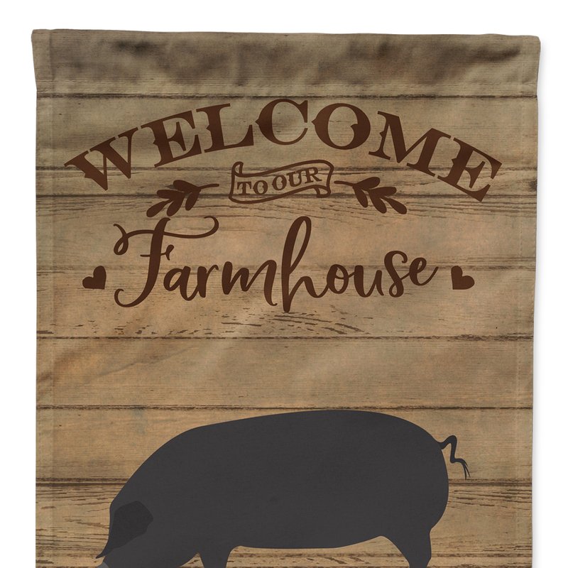 Caroline's Treasures 11 X 15 1/2 In. Polyester Devon Large Black Pig Welcome Garden Flag 2-sided 2-ply In Brown