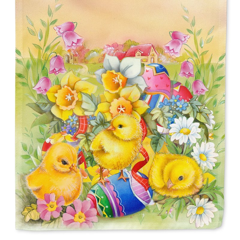 Caroline's Treasures 11 X 15 1/2 In. Polyester Easter Chicks And Eggs Garden Flag 2-sided 2-ply In Yellow