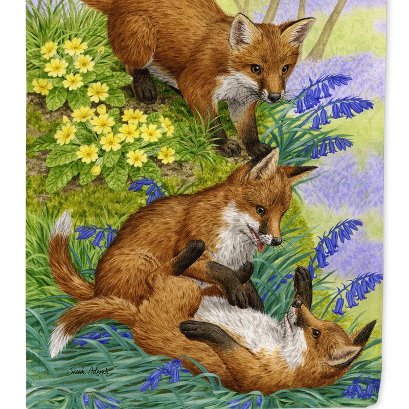 Caroline's Treasures 11 X 15 1/2 In. Polyester Fox Cubs Garden Flag 2-sided 2-ply