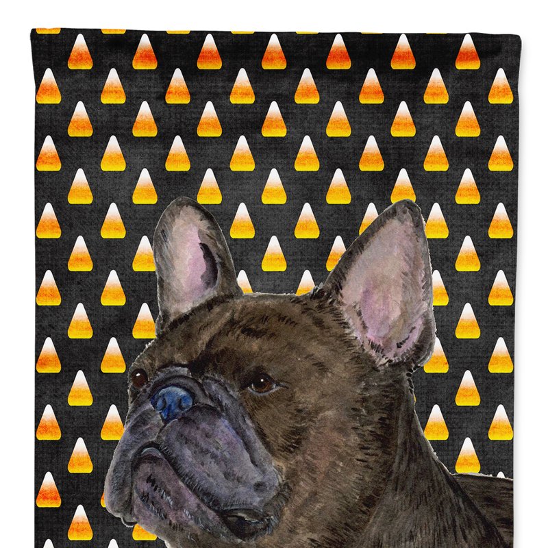 Caroline's Treasures 11 X 15 1/2 In. Polyester French Bulldog Candy Corn Halloween Portrait Garden Flag 2-sided 2-ply In Black