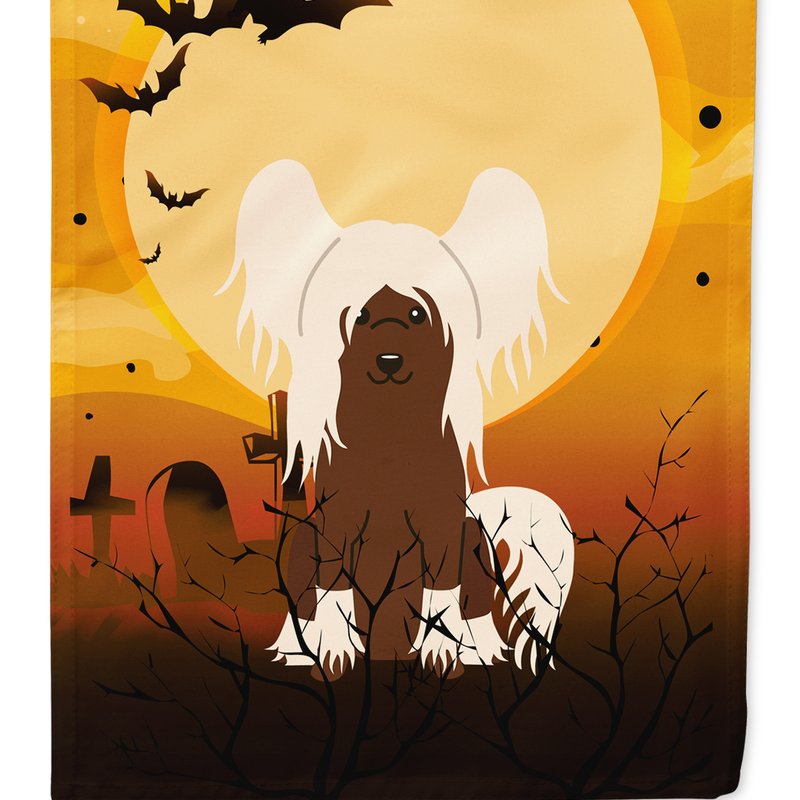 Caroline's Treasures 11 X 15 1/2 In. Polyester Halloween Chinese Crested Cream Garden Flag 2-sided 2-ply In Orange