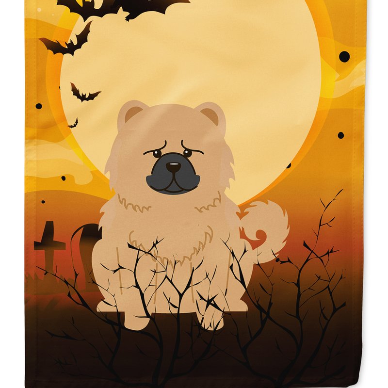 Caroline's Treasures 11 X 15 1/2 In. Polyester Halloween Chow Chow Cream Garden Flag 2-sided 2-ply In Orange