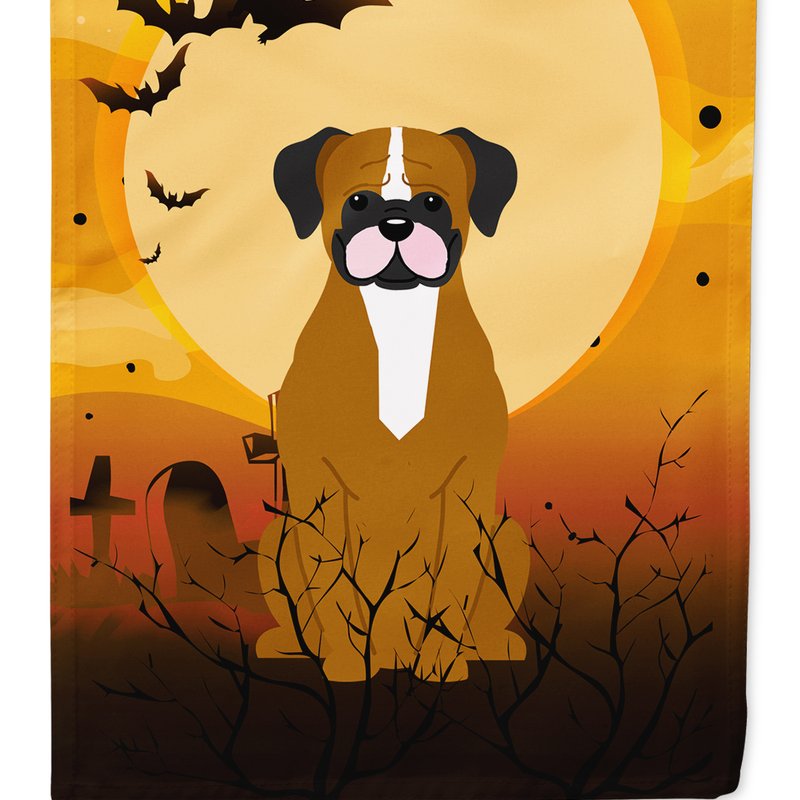 Caroline's Treasures 11 X 15 1/2 In. Polyester Halloween Flashy Fawn Boxer Garden Flag 2-sided 2-ply In Orange