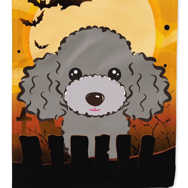 Caroline's Treasures 11 X 15 1/2 In. Polyester Halloween Silver Gray Poodle Garden Flag 2-sided 2-ply In Orange