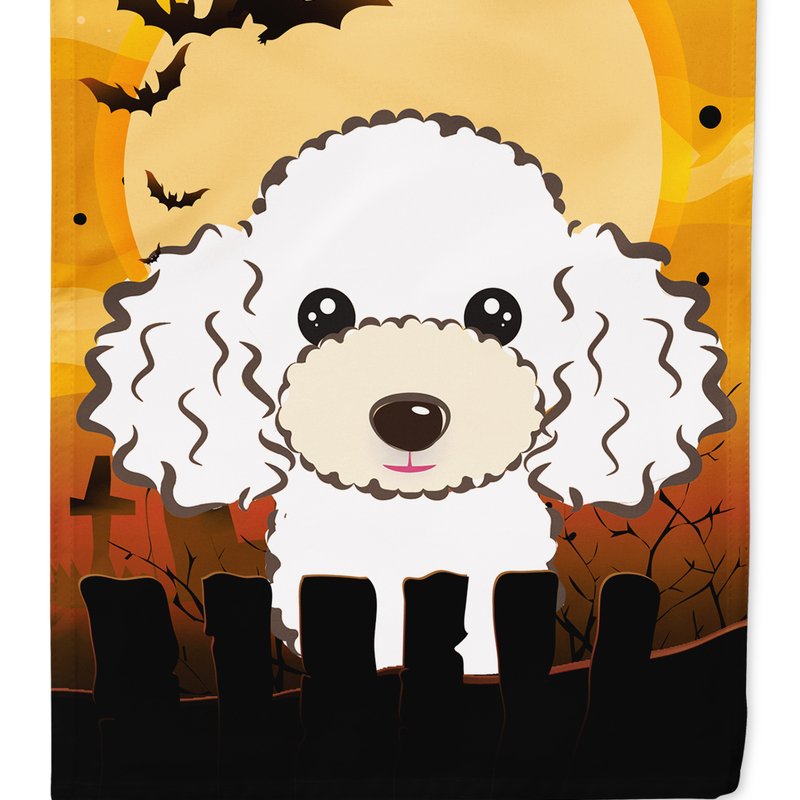 Caroline's Treasures 11 X 15 1/2 In. Polyester Halloween White Poodle Garden Flag 2-sided 2-ply In Orange