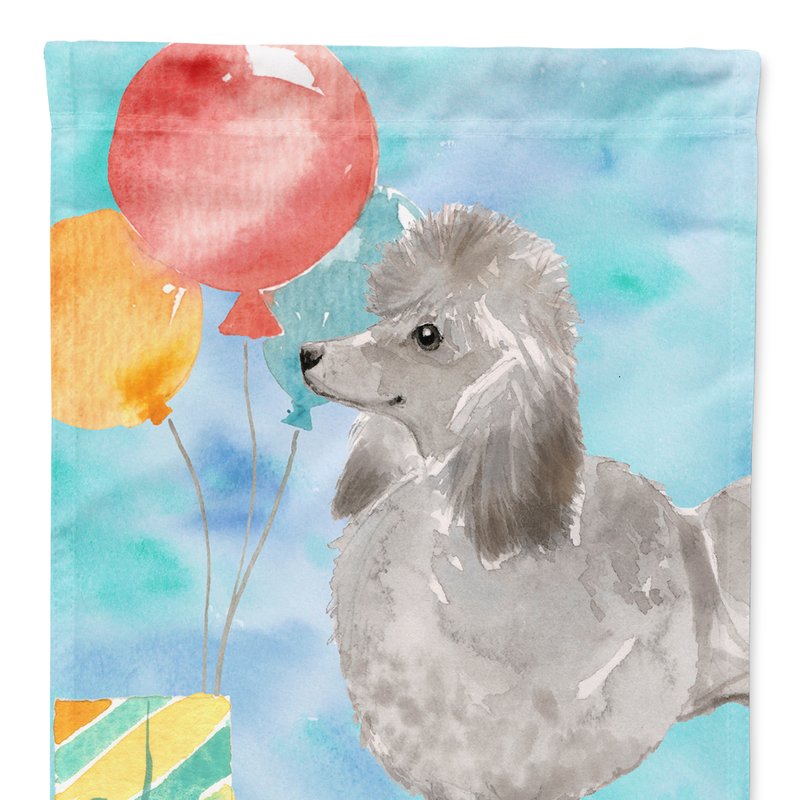 Caroline's Treasures 11 X 15 1/2 In. Polyester Happy Birthday Silver Poodle Garden Flag 2-sided 2-ply In Multi