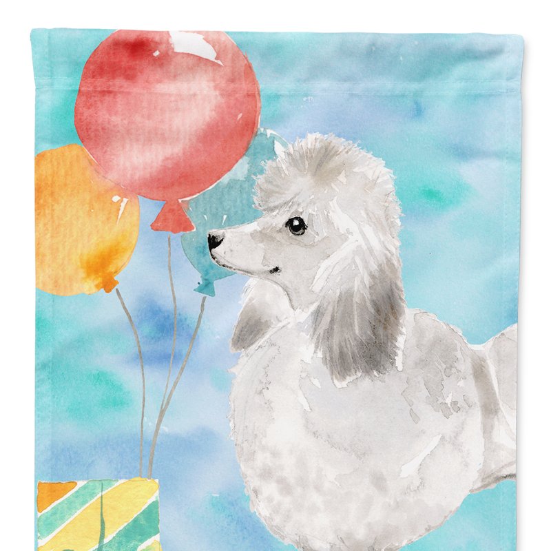 Caroline's Treasures 11 X 15 1/2 In. Polyester Happy Birthday Silver Poodle Garden Flag 2-sided 2-ply In Animal Print