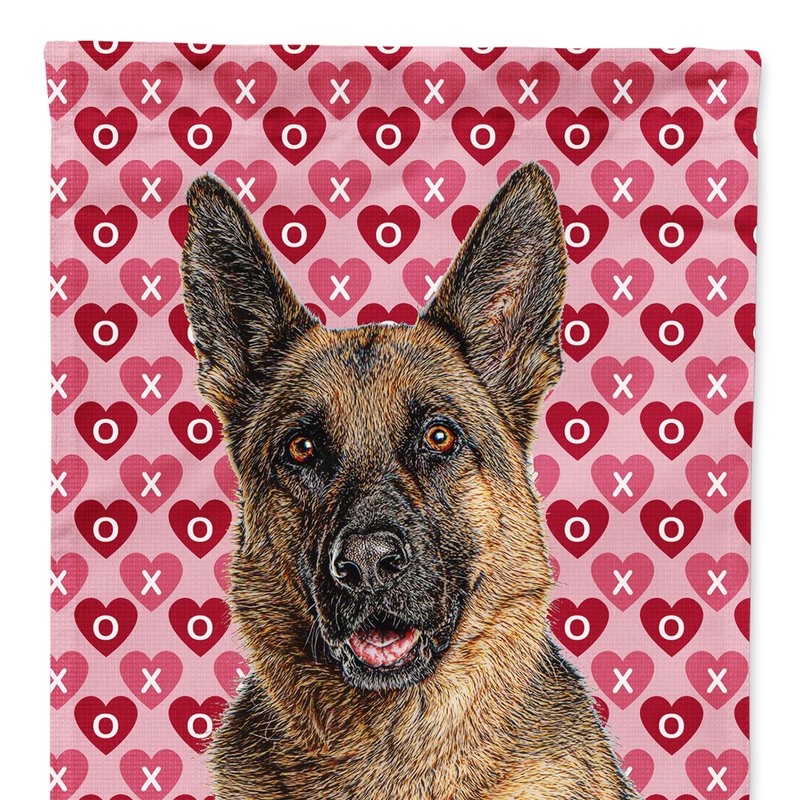 Caroline's Treasures 11 X 15 1/2 In. Polyester Hearts Love And Valentine's Day German Shepherd Garden Flag 2-sided 2-ply