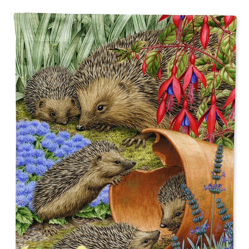 Caroline's Treasures 11 X 15 1/2 In. Polyester Hedgehogs In The Flower Pot Garden Flag 2-sided 2-ply
