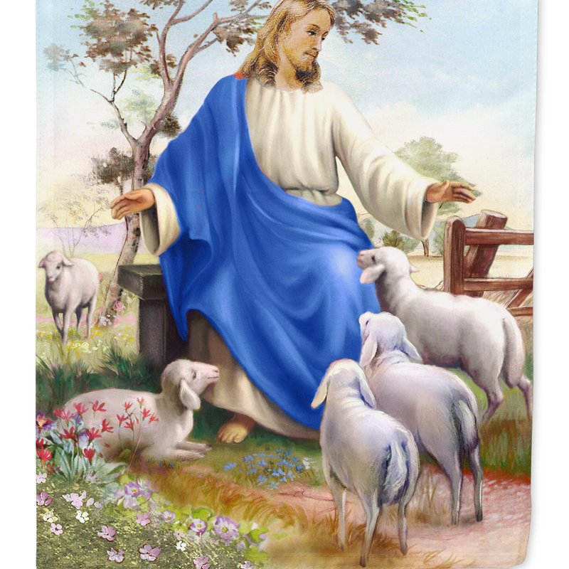 Caroline's Treasures 11 X 15 1/2 In. Polyester Jesus And His Flock Of Sheep Garden Flag 2-sided 2-ply In Multi