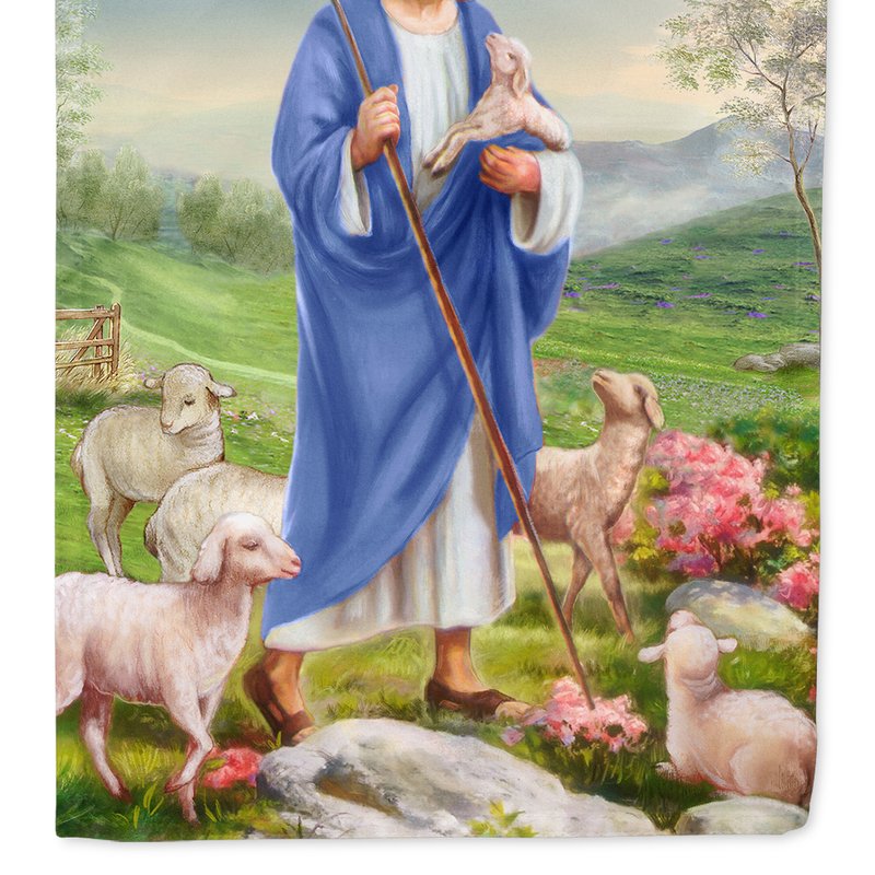 Caroline's Treasures 11 X 15 1/2 In. Polyester Jesus The Shepherd And His Flock Of Sheep Garden Flag 2-sided 2-ply In Multi
