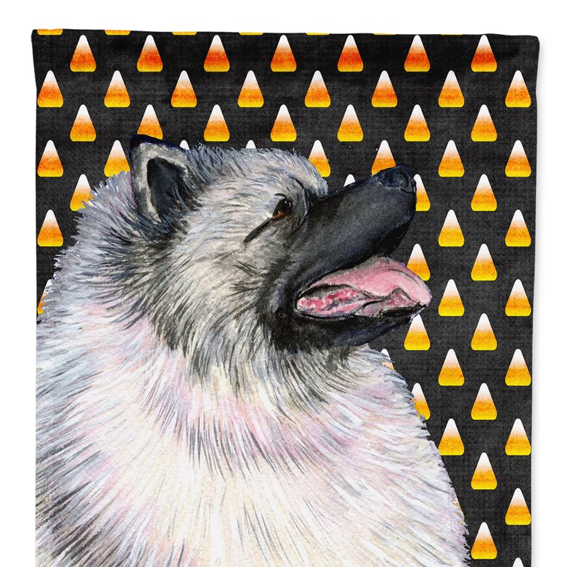 Caroline's Treasures 11 X 15 1/2 In. Polyester Keeshond Candy Corn Halloween Portrait Garden Flag 2-sided 2-ply In Black