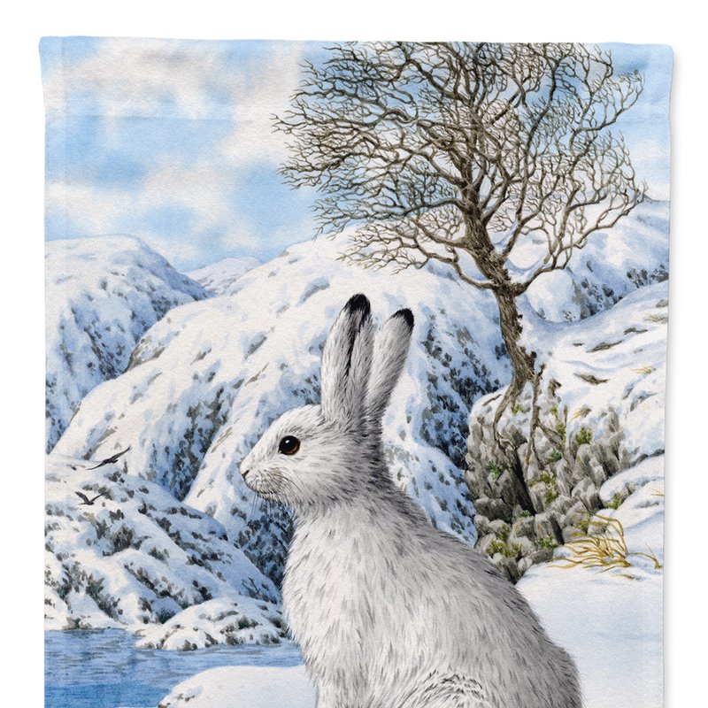 Caroline's Treasures 11 X 15 1/2 In. Polyester Mountain Hare White Rabbit Garden Flag 2-sided 2-ply
