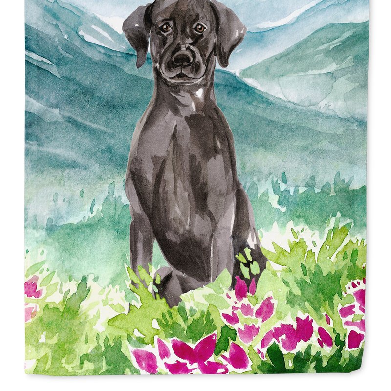 Caroline's Treasures 11 X 15 1/2 In. Polyester Mountian Flowers Black Lab Garden Flag 2-sided 2-ply