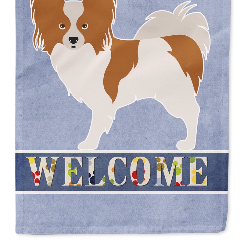 Caroline's Treasures 11 X 15 1/2 In. Polyester Papillon Welcome Garden Flag 2-sided 2-ply In Animal Print