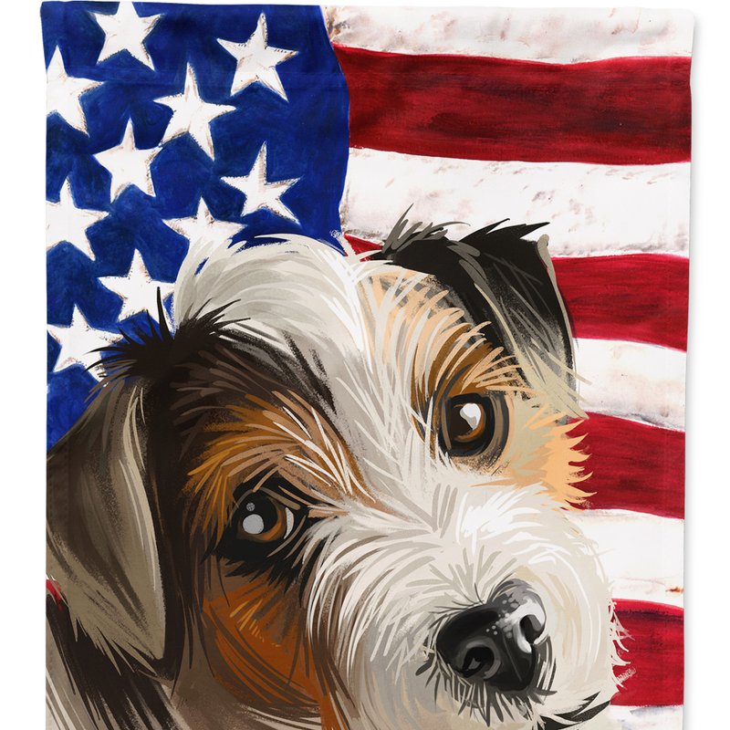 Caroline's Treasures 11 X 15 1/2 In. Polyester Parson Russell Terrier American Flag Garden Flag 2-sided 2-ply In Brown