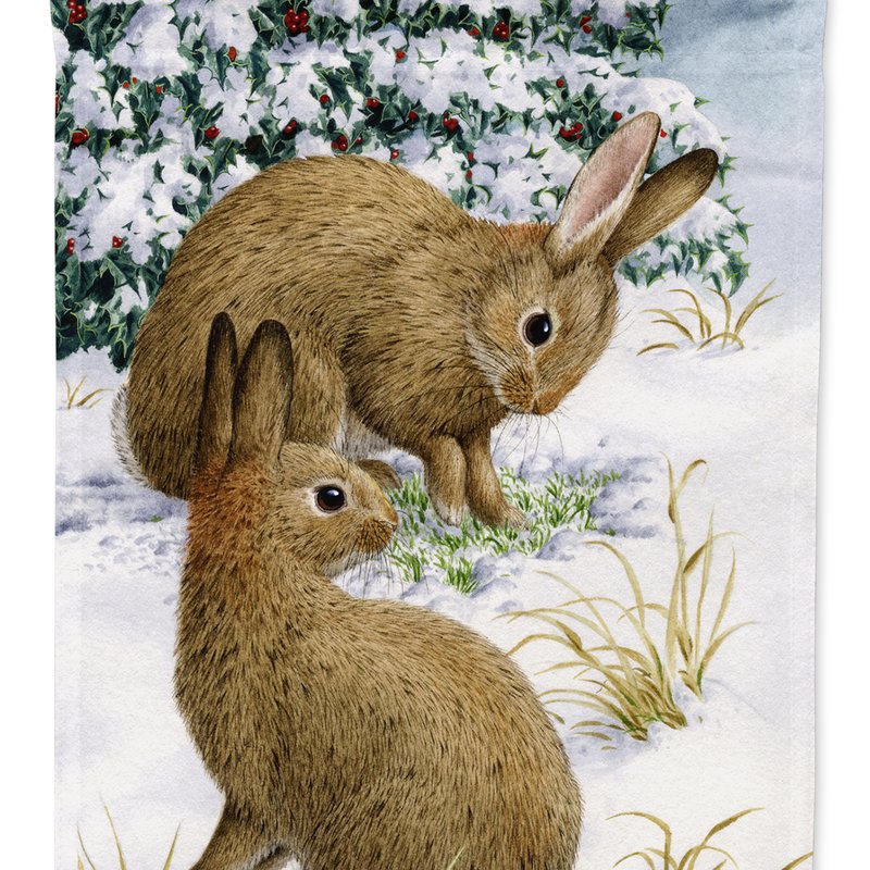 Caroline's Treasures 11 X 15 1/2 In. Polyester Rabbit Searching For Grass In The Snow Garden Flag 2-sided 2-ply
