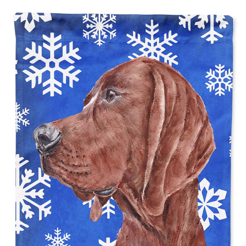 Caroline's Treasures 11 X 15 1/2 In. Polyester Redbone Coonhound Winter Snowflakes Garden Flag 2-sided 2-ply
