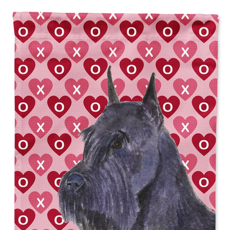 Caroline's Treasures 11 X 15 1/2 In. Polyester Schnauzer Hearts Love And Valentine's Day Portrait Garden Flag 2-sided 2-p In Pink