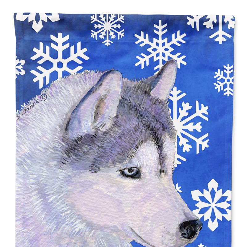 Caroline's Treasures 11 X 15 1/2 In. Polyester Siberian Husky Winter Snowflakes Holiday Garden Flag 2-sided 2-ply In Animal Print