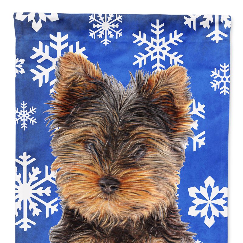 Caroline's Treasures 11 X 15 1/2 In. Polyester Winter Snowflakes Holiday Yorkie Puppy / Yorkshire Terrier Garden Flag 2-s