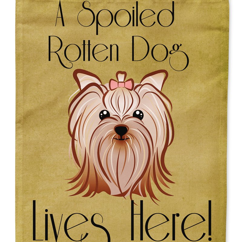 Caroline's Treasures 11 X 15 1/2 In. Polyester Yorkie Yorkishire Terrier Spoiled Dog Lives Here Garden Flag 2-sided 2-ply