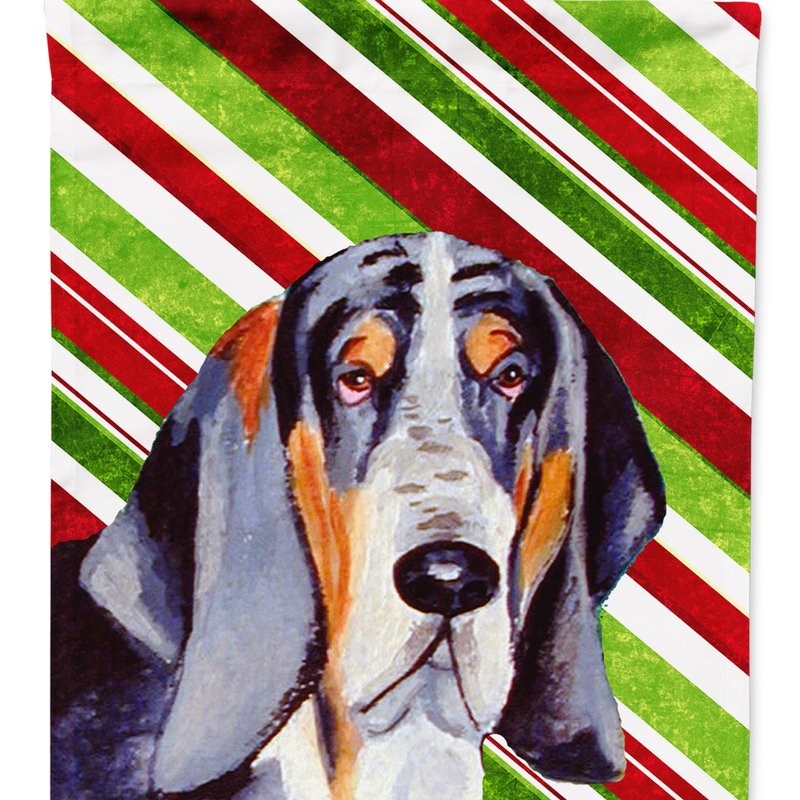 Caroline's Treasures 11" X 15 1/2" Polyester Basset Hound Candy Cane Holiday Christmas Garden Flag 2-sided 2-ply In Black