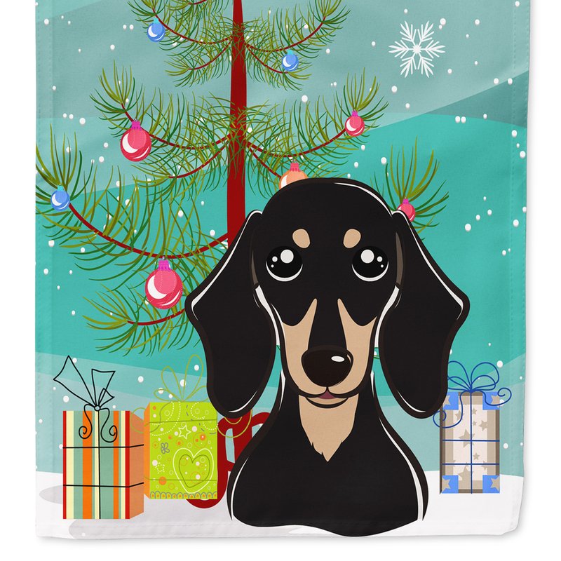 Caroline's Treasures 11" X 15 1/2" Polyester Christmas Tree And Smooth Black And Tan Dachshund Garden Flag 2-sided 2-ply In Animal Print