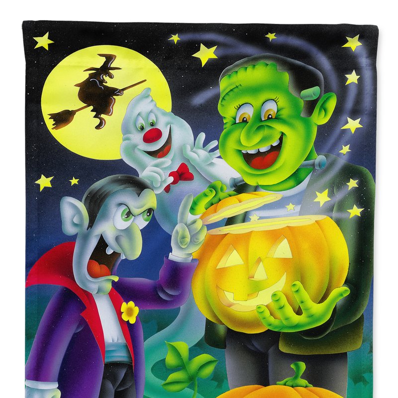 Caroline's Treasures 11" X 15 1/2" Polyester Halloween With Dracula And Frankenstein Garden Flag 2-sided 2-ply