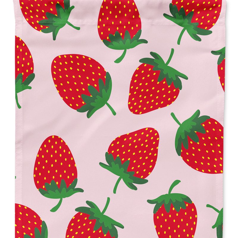 Caroline's Treasures 11" X 15 1/2" Polyester Strawberries On Pink Garden Flag 2-sided 2-ply In Red