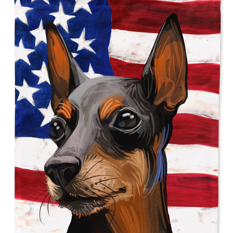 Caroline's Treasures 11" X 15 1/2" Polyester Toy Manchester Terrier American Flag Garden Flag 2-sided 2-ply