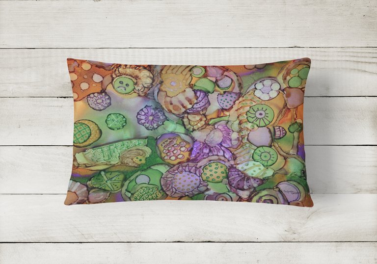 12 in x 16 in  Outdoor Throw Pillow Abstract in Purple Green and Orange Canvas Fabric Decorative Pillow