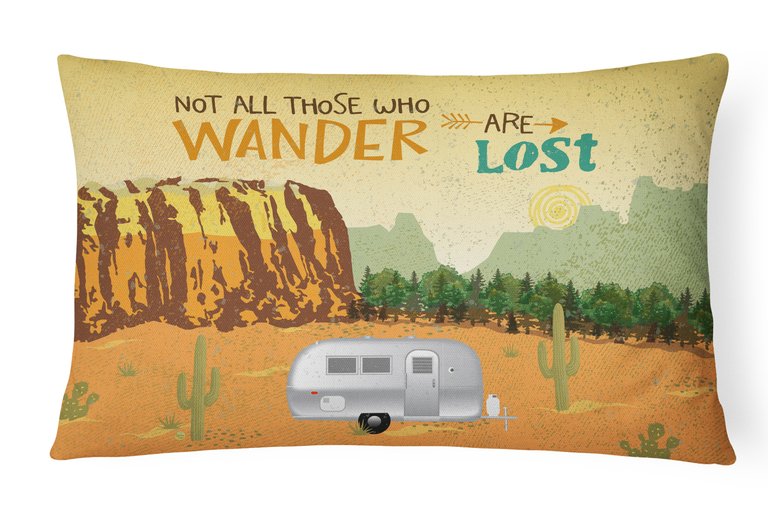 12 in x 16 in  Outdoor Throw Pillow Airstream Camper Camping Wander Canvas Fabric Decorative Pillow
