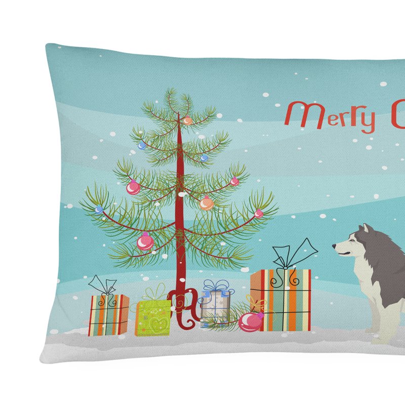 Caroline's Treasures 12 In X 16 In Outdoor Throw Pillow Alaskan Malamute Christmas Tree Canvas Fabric Decorative Pillow