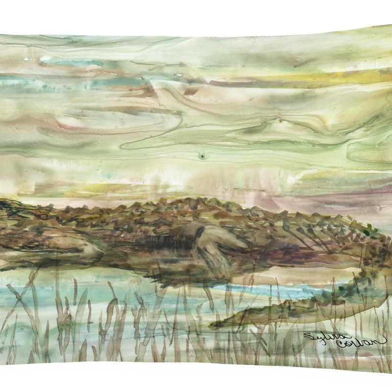 Caroline's Treasures 12 In X 16 In Outdoor Throw Pillow Alligator Sunset Canvas Fabric Decorative Pillow