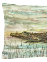 12 in x 16 in  Outdoor Throw Pillow Alligator Sunset Canvas Fabric Decorative Pillow