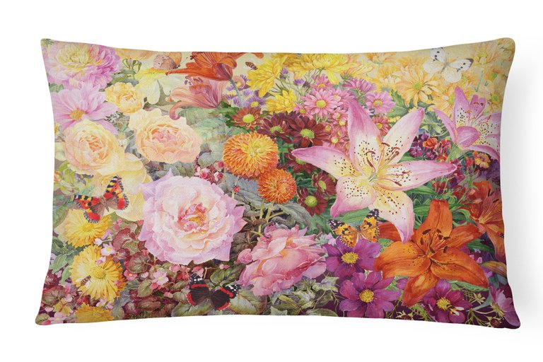 12 in x 16 in  Outdoor Throw Pillow Autumn Floral by Anne Searle Canvas Fabric Decorative Pillow