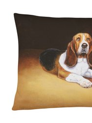 12 in x 16 in  Outdoor Throw Pillow Basset and Shoe Canvas Fabric Decorative Pillow