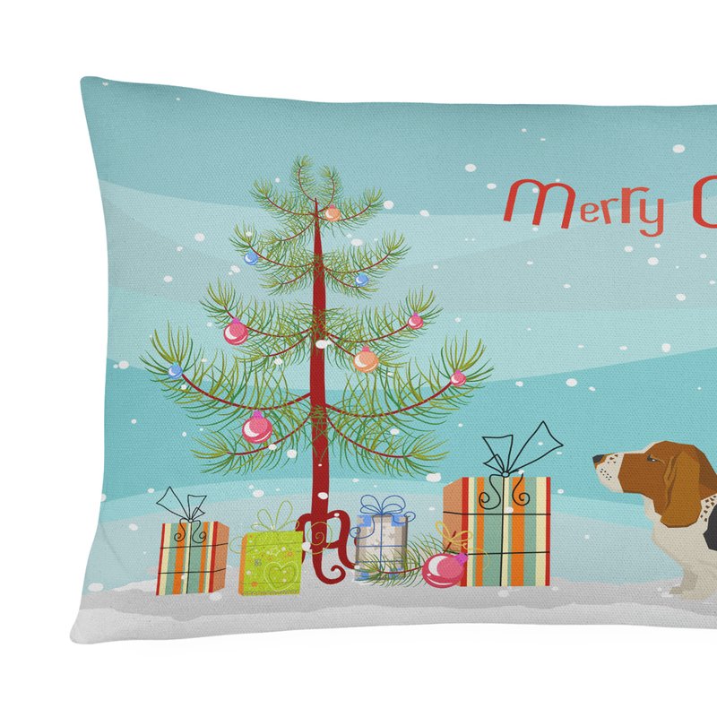Caroline's Treasures 12 In X 16 In Outdoor Throw Pillow Basset Hound Christmas Tree Canvas Fabric Decorative Pillow
