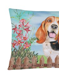 12 in x 16 in  Outdoor Throw Pillow Basset Hound Spring Canvas Fabric Decorative Pillow