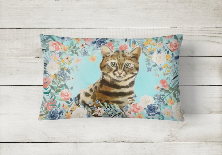 12 in x 16 in  Outdoor Throw Pillow Bengal Spring Flowers Canvas Fabric Decorative Pillow